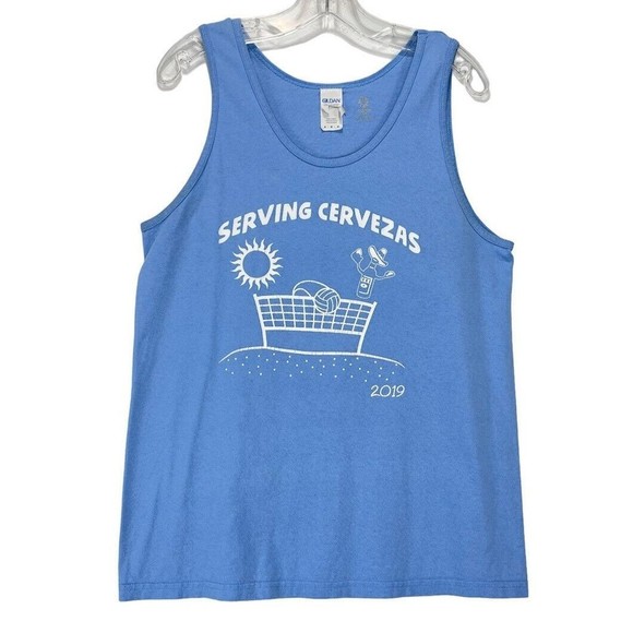 Modelo Other - Serving Cervezas Tank Top Mens Blue Medium